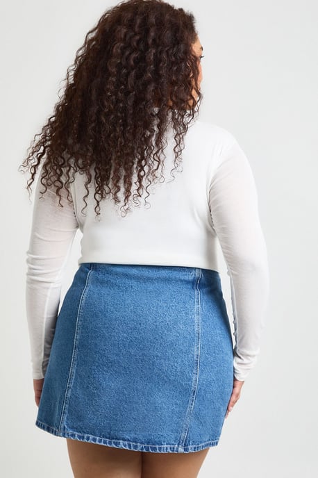 Plus Seam Detail Denim Skirt - Image 2