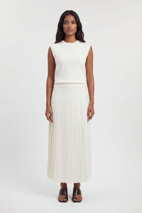 Satin Tux Tailored Pleated Skirt - Image 1