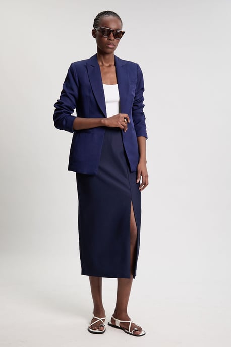 Tailored Satin Pencil Midi Skirt - Image 1
