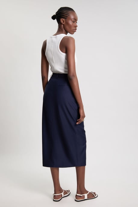 Tailored Satin Pencil Midi Skirt - Image 3