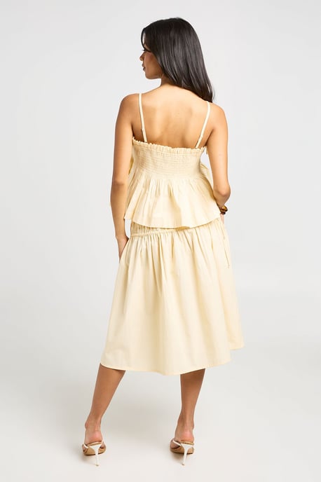 Poplin Shirred Waist Midi Skirt - Image 2