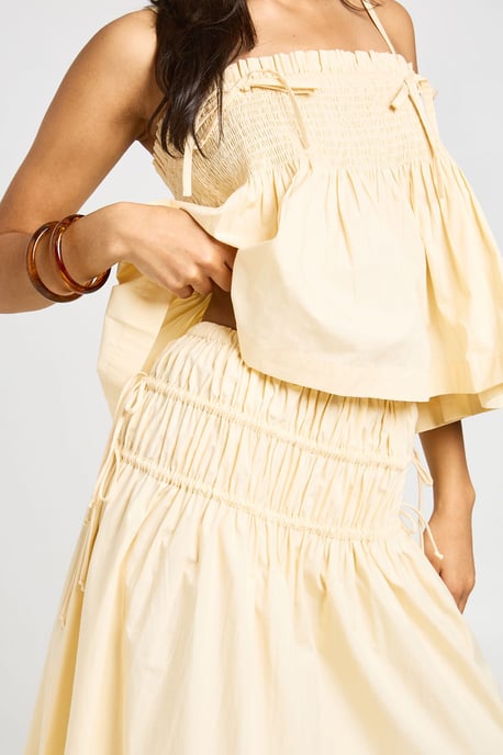 Poplin Shirred Waist Midi Skirt - Image 4
