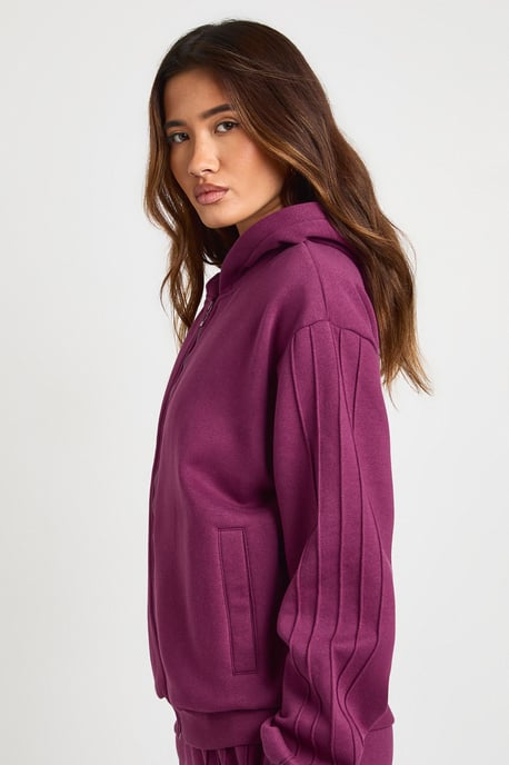 Side Pleat Detail Wide Leg Hoodie Tracksuit - Image 2