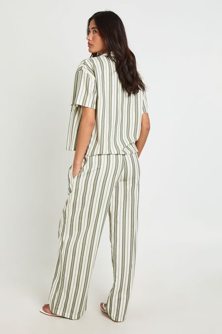 Premium Linen Stripe Wide Leg Trousers - Image 2