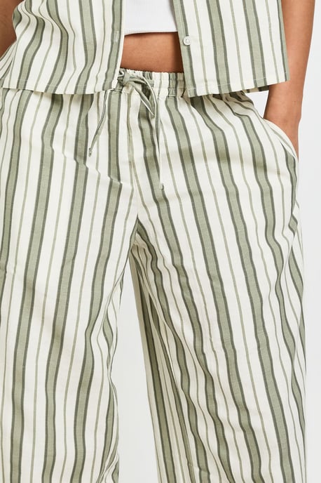 Premium Linen Stripe Wide Leg Trousers - Image 4