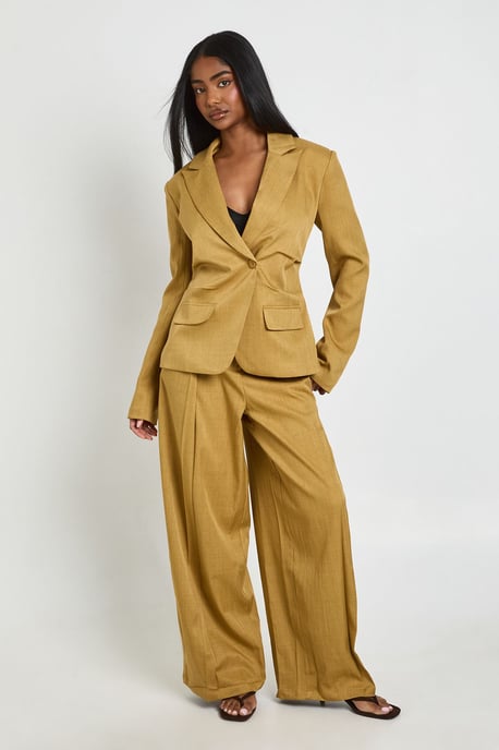 High Waist Pleat Front Wide Leg Trousers - Image 1