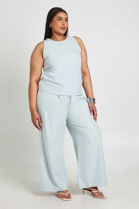 Plus Drawstring Waist Wide Leg Trouser - Image 1