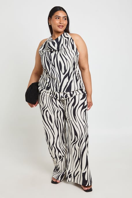 Plus Zebra Elasticated Wide leg Trouser - Image 1