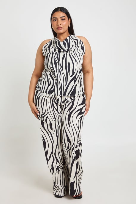 Plus Zebra Elasticated Wide leg Trouser - Image 3