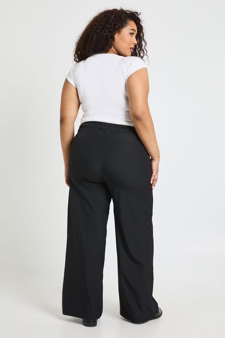 Plus Woven Pocket Detail Wide Leg Trouser - Image 2