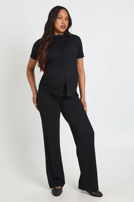 Maternity Soft Knit Button Cardigan & Wide Leg Trouser - Image 1