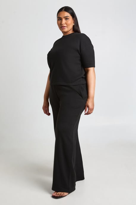 Plus Waffle T-shirt and Wide Leg Trouser Co-ord - Image 3