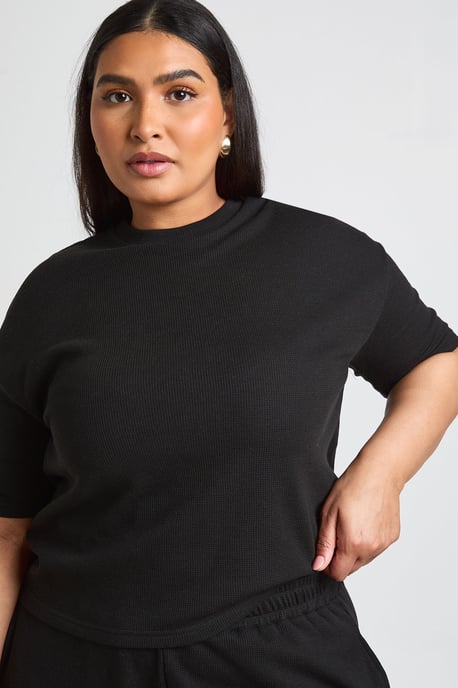 Plus Waffle T-shirt and Wide Leg Trouser Co-ord - Image 4