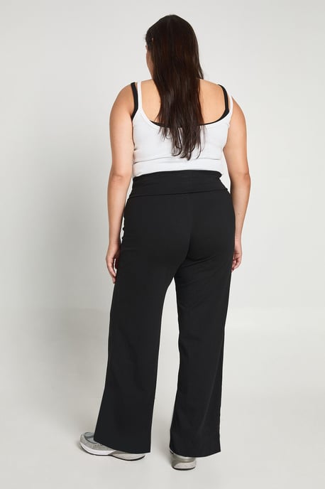 Plus Jersey Fold Over Waist Wide Leg Trouser - Image 2