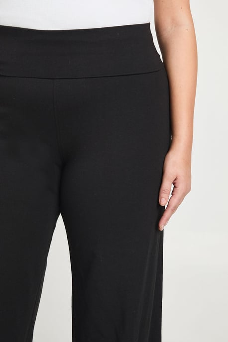 Plus Jersey Fold Over Waist Wide Leg Trouser - Image 4