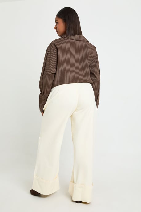 Plus Turn Over Hem Twill Wide Leg Trouser - Image 2