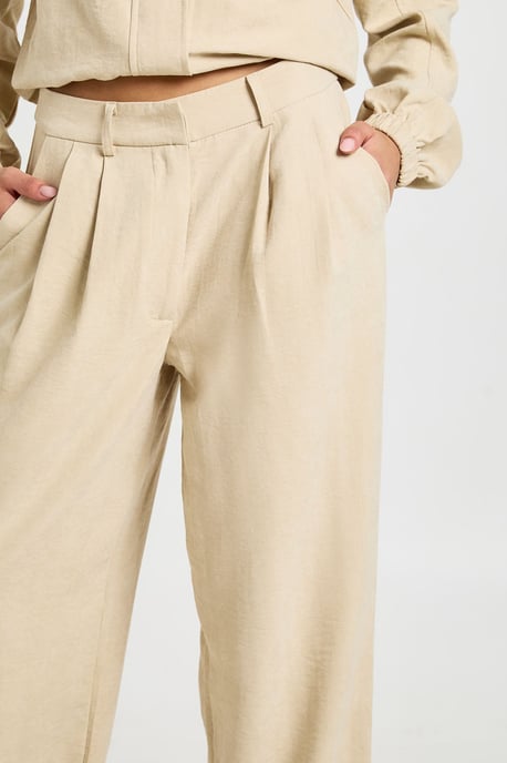 Peached Pleated Wide Leg Trousers - Image 2