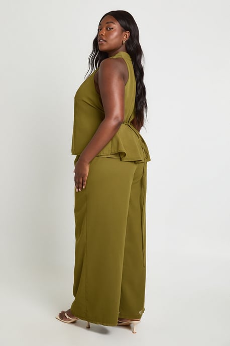 Plus Chiffon Mid Rise Wide Leg Trousers - Image 2