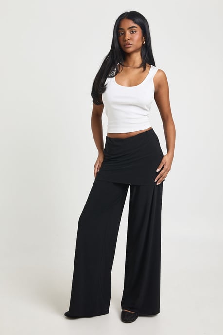 Skirt Layered Wide Leg Trouser - Image 3