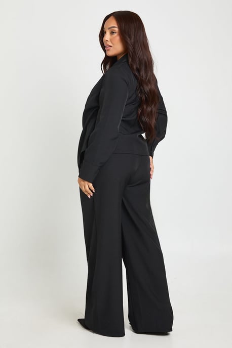 Plus Woven Marl Wrap Shirt and Wide Leg Trouser Co-ord - Image 2