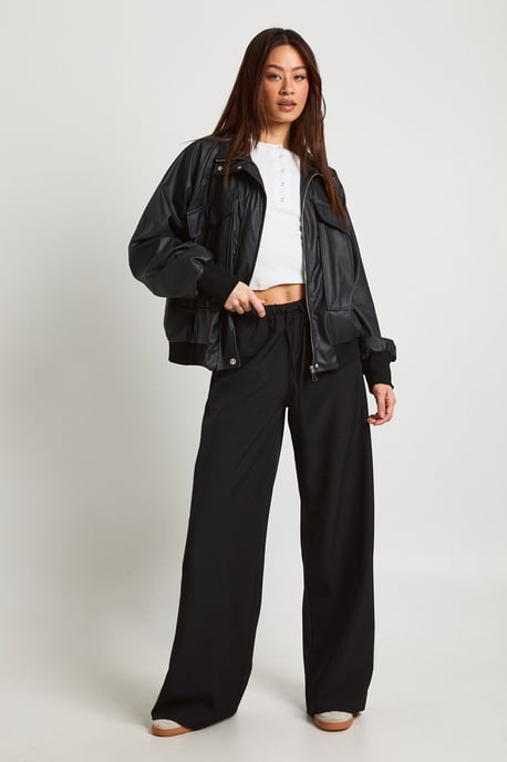 Tall Woven Elasticated Waist Drawstring Wide Leg Trouser - Image 1