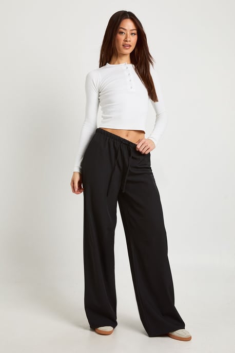 Tall Woven Elasticated Waist Drawstring Wide Leg Trouser - Image 3