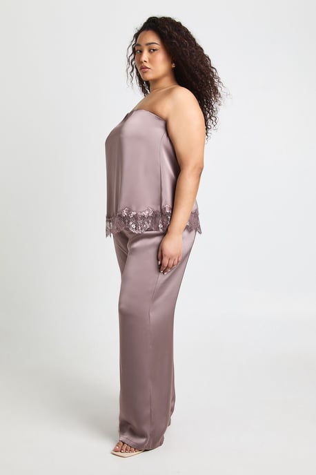 Plus Satin Wide Leg Trousers - Image 3