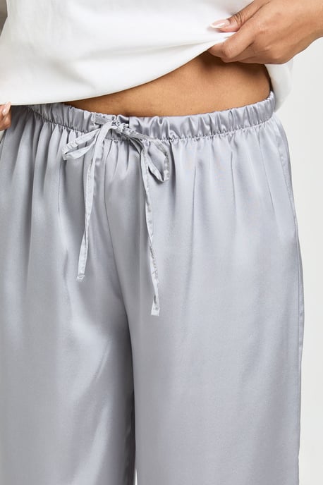 Plus Satin Drawstring Waist Wide Leg Trouser - Image 4