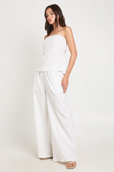 Linen Look Bandeau & Wide Leg Trouser Co-ord - Image 3