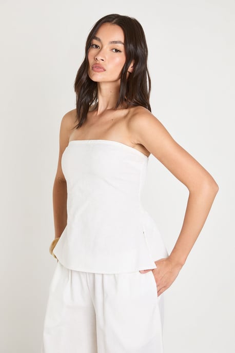 Linen Look Bandeau & Wide Leg Trouser Co-ord - Image 4