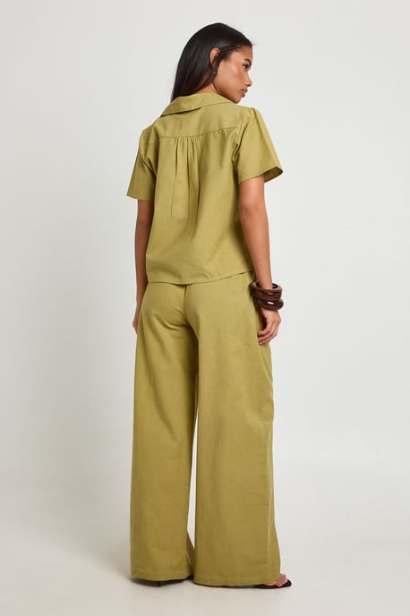 Linen Look Beaded Wide leg Trousers - Image 2
