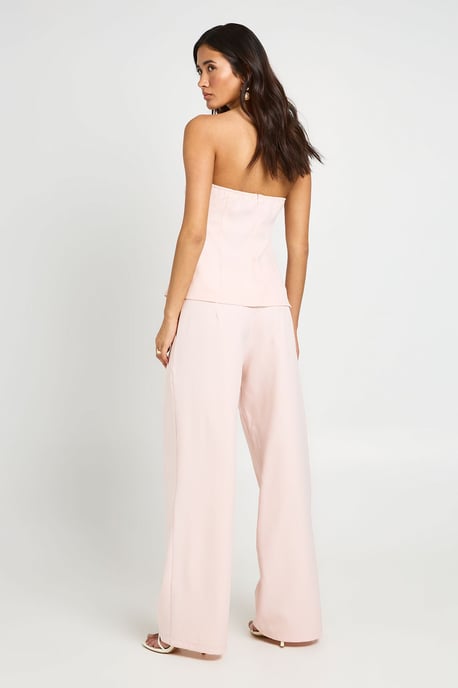Pleat Detail Wide Leg Tailored Trousers - Image 2