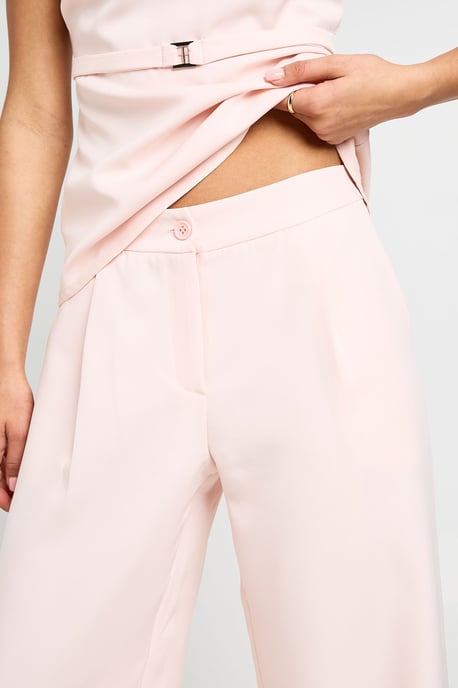 Pleat Detail Wide Leg Tailored Trousers - Image 4