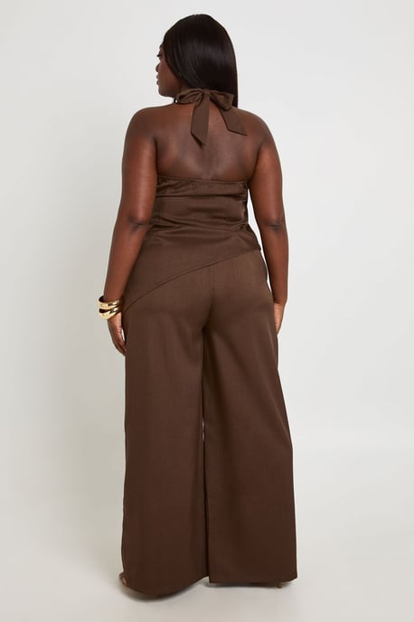 Plus Woven Pleated Wide Leg Trouser - Image 2
