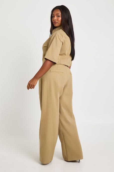 Plus Twill Pleat Front Wide Leg Trouser - Image 2