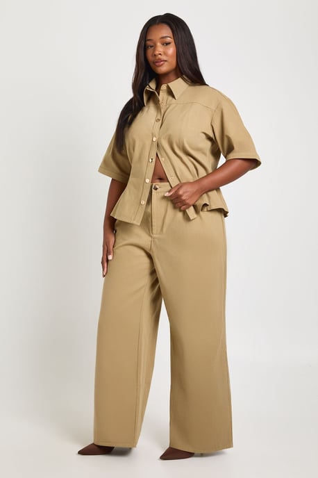 Plus Twill Pleat Front Wide Leg Trouser - Image 3
