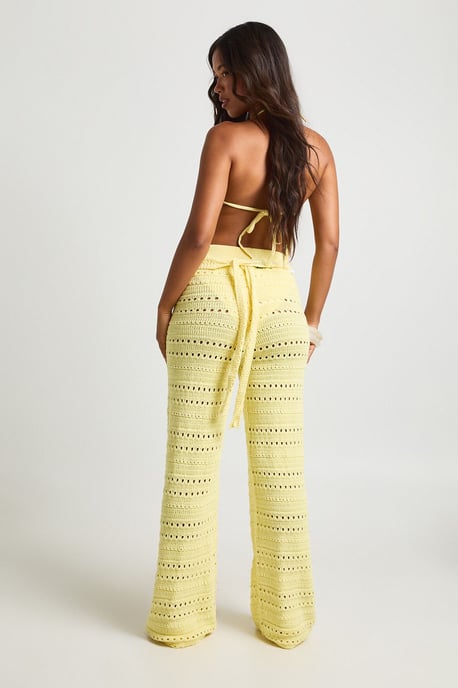 Crochet Knit Halterneck Top and Wide Leg Trouser Co-Ord - Image 2
