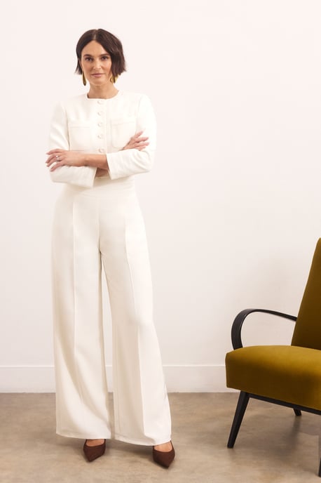 Satin Back Crepe Tailored Wide Leg Trouser - Image 1