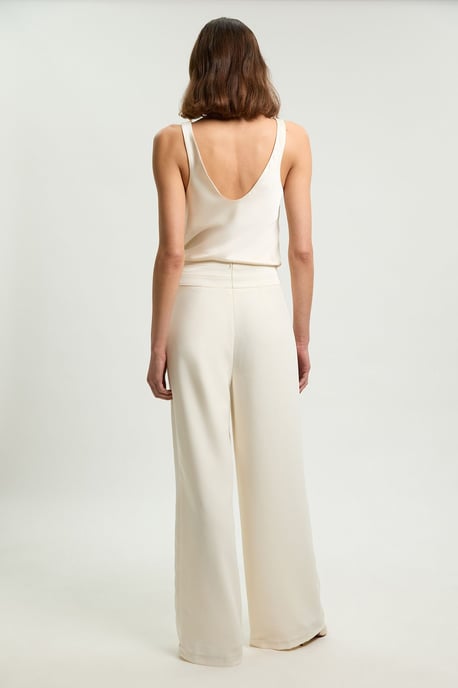Satin Back Crepe Tailored Wide Leg Trouser - Image 3