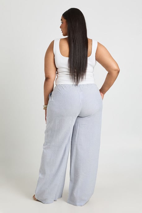 Plus Stripe Drawstring Wide Leg Trouser - Image 2
