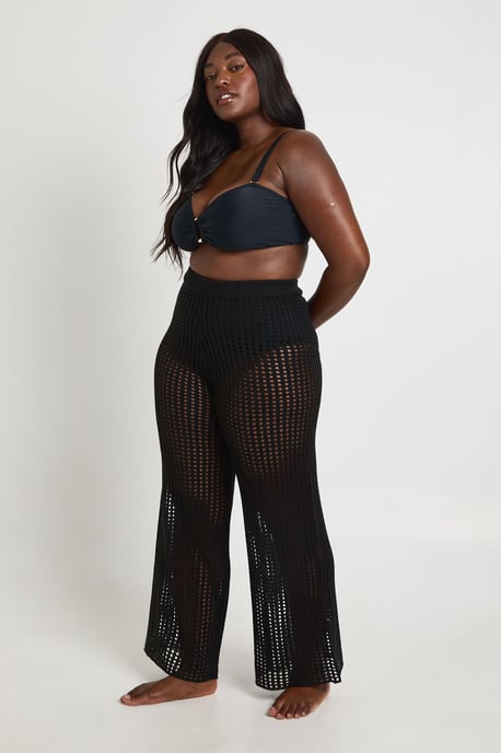 Plus Beach Wide Leg Crochet Trouser - Image 1