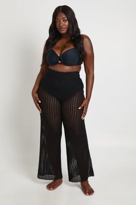 Plus Beach Wide Leg Crochet Trouser - Image 3