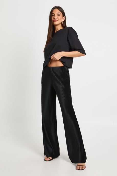 Plisse Mid Rise Wide Leg Trouser - Image 3