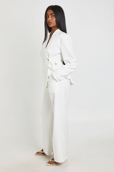 Pleat Front Wide Leg Tailored Trousers - Image 3