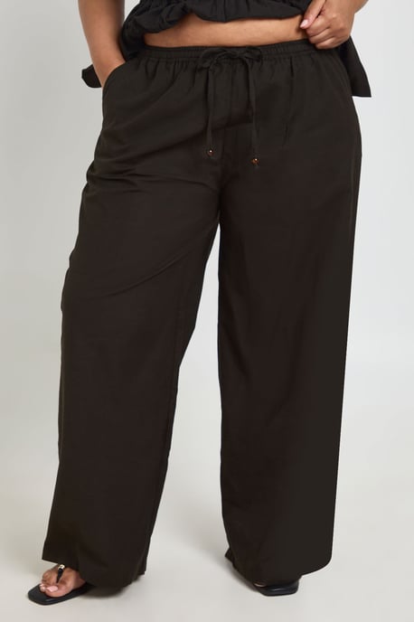 Plus Beaded Detail Tie Wide Leg Trouser - Image 4