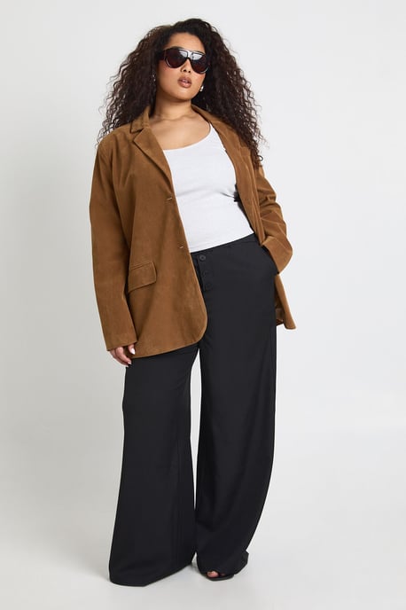 Plus Elasticated Waist Wide Leg Trouser - Image 1