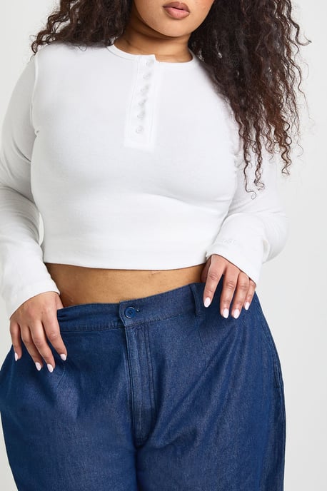 Plus Chambray Lapel Wide Leg Trouser - Image 3