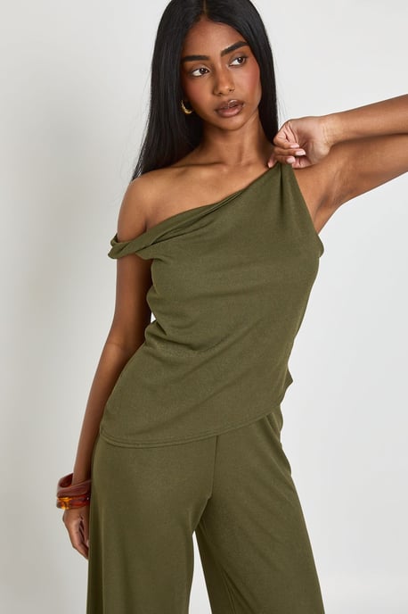 Crepe Off The Shoulder Wide Leg Co ord - Image 4