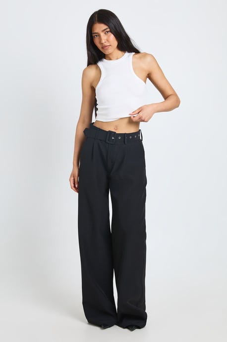 Tall Self Fabric Belted Wide Leg Trouser - Image 3