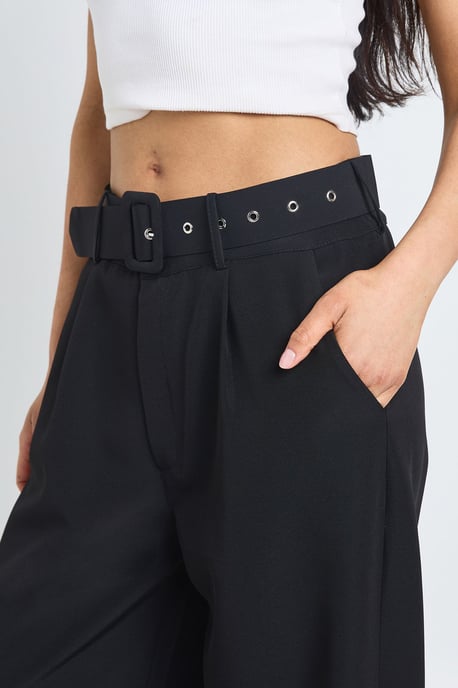 Tall Self Fabric Belted Wide Leg Trouser - Image 4